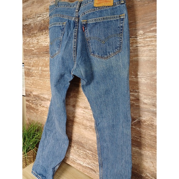 Levis 505 Jeans 32x32 Blue Original Fit Denim Single Button and Zipper WPL 423 - Picture 11 of 14